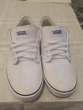 Vans Men's White Canvas Low-Top Sneakers with Black Outsole Trim